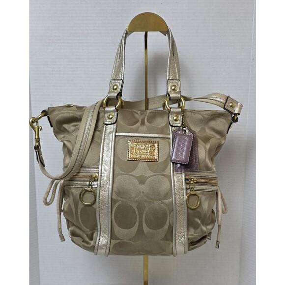 Coach Signature Poppy Spotlight Tote shoulder bag J1169-F13843 in Khaki - Picture 1 of 10